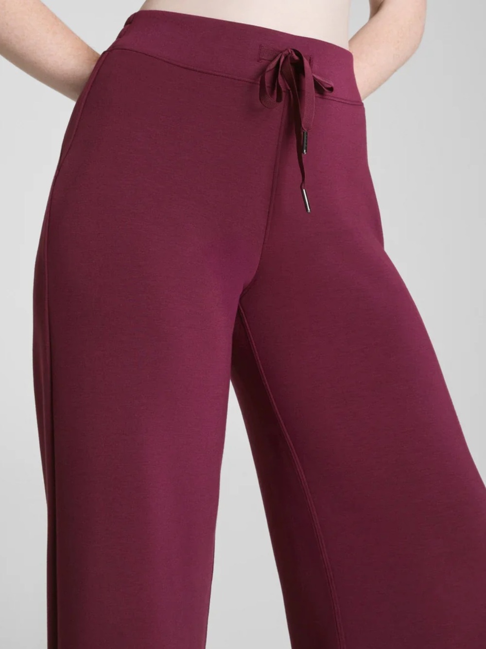 SPANX Wide Leg Drawstring Sweatpants - Deep Burgundy
